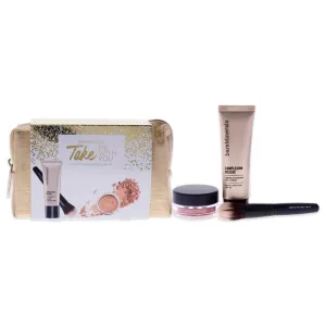 bareMinerals Take Me With You - 07 Tan by bareMinerals for Women - 4 Pc Set 0.03oz Blush - Golden Gate. 0.68oz Complexion Rescue Tinted Hidrating Gel Cream SPF 30 - 07 Tan. Smoothing Face Brush. Makeup Bag