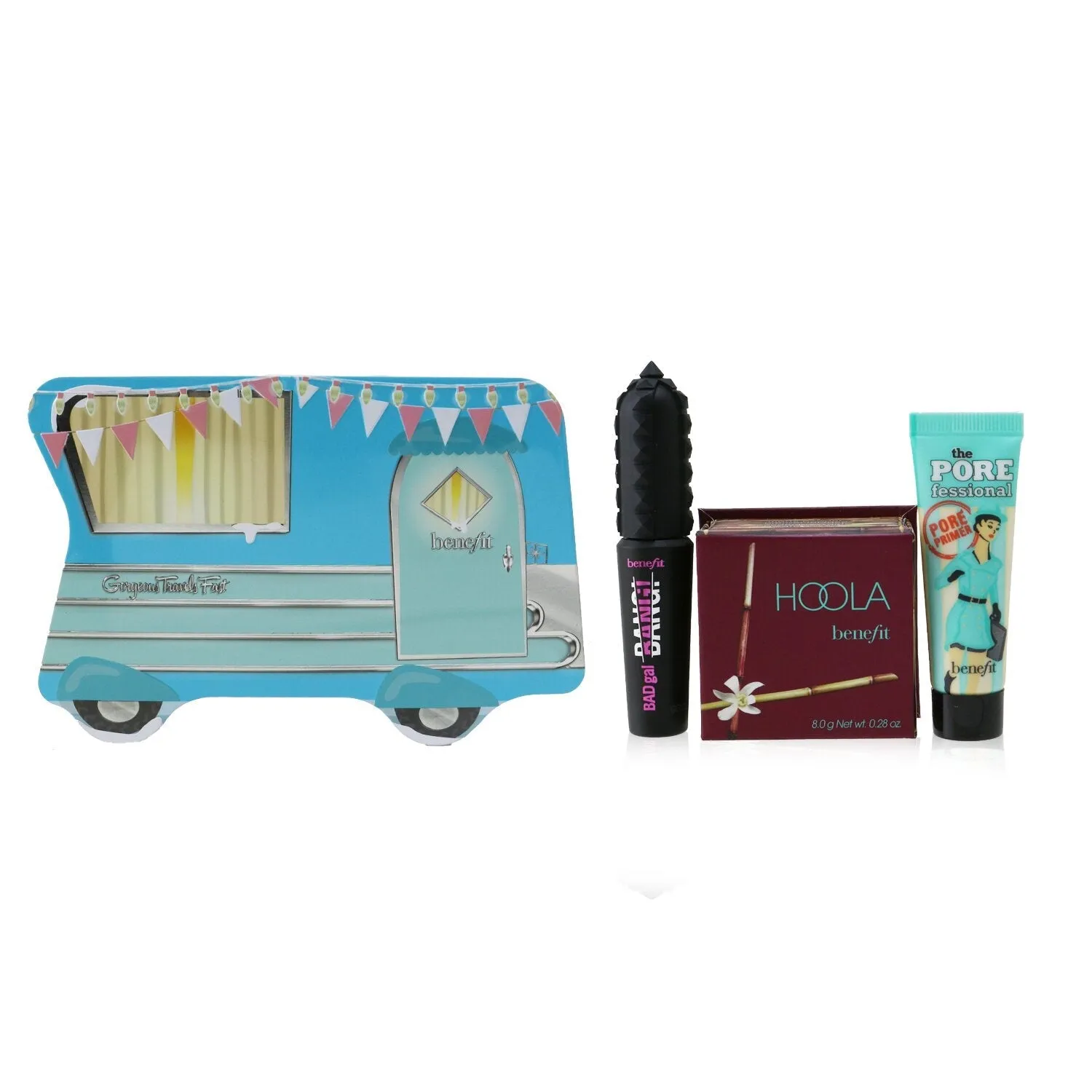 Benefit Gorgeous Travels Fast Set: Mini The POREfessional Face Primer 7.5ml   Hoola Matte Powder Bronzer 8g   Mini BADgal BANG! Volumizing Mascara 4g  3pcs