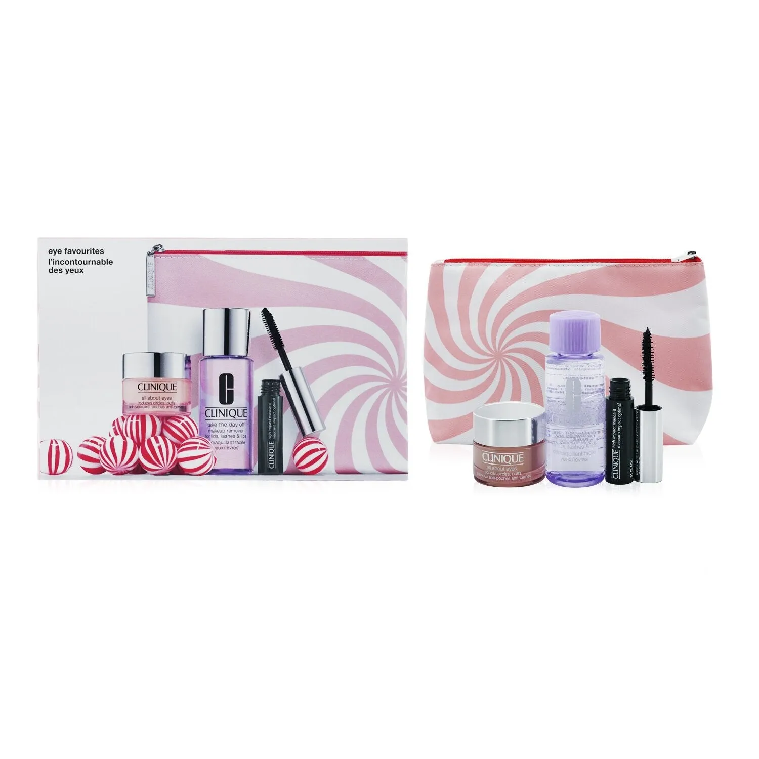 Clinique Eye Favourites Set: All About Eyes 15ml  Take The Day Off Makeup Remover 50ml  High Impact Mascara 3.5ml  Bag  3pcs 1Bag
