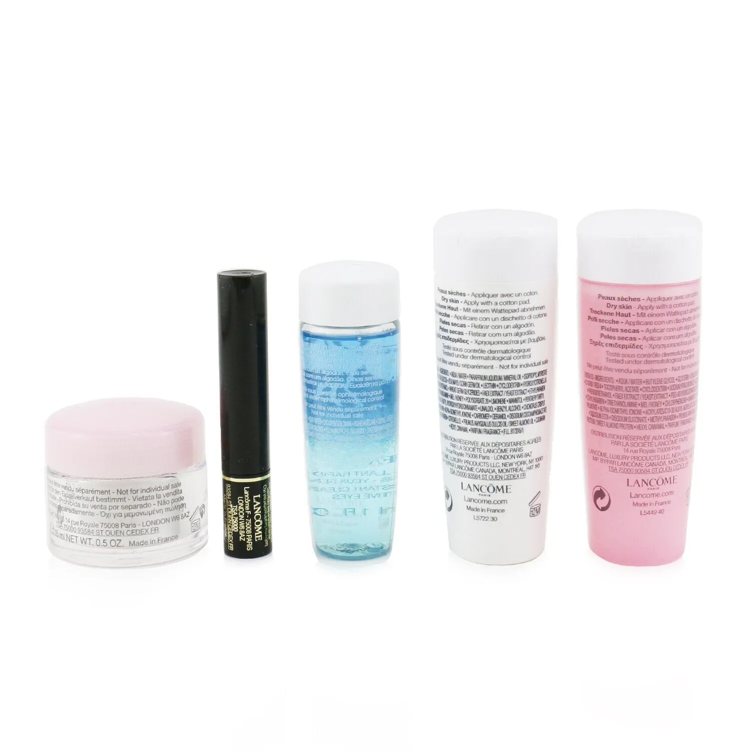 Lancome My Travel Essentials Set:Confort Galatee 50ml Confort Tonique 50ml Hypnose 2ml Hydra Zen Cream 15ml Bi-Facil 30ml  5pcs