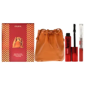 Pupa Milano Vamp! Sexy Lashes and Made to Last Lip Set by Pupa Milano for Women - 3 Pc 0.40oz Vamp! Sexy Lashes Mascara - 011 Black. 2 x 0.13oz Made to Last Lip Duo - 018. Bucket Bag