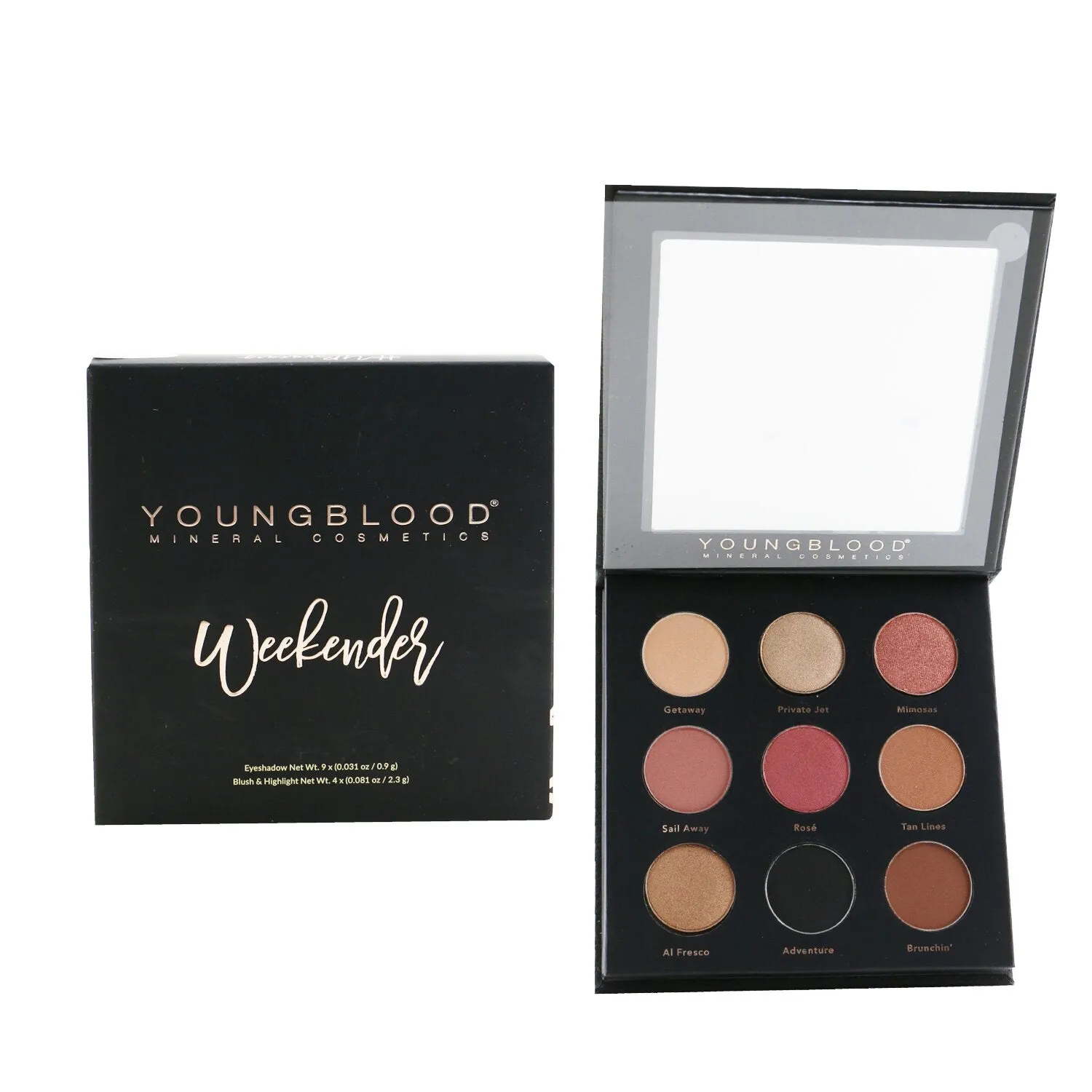 Youngblood Weekender Palette (9x Eyeshadow. 4x Blush/Highlight)  17.3g/0.603oz